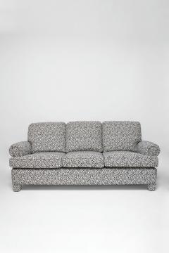 Navy blue and off white panther fabric sofa 1960s - 4535224