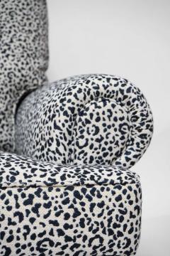 Navy blue and off white panther fabric sofa 1960s - 4535243