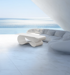 Neal Aronowitz Whorl Coffee Table in White Powder Coated Aluminum - 4278856