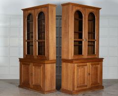 Near Pair Arched Oak Glazed Apothecary Cabinets - 2918306