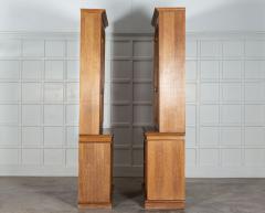 Near Pair Arched Oak Glazed Apothecary Cabinets - 2918309