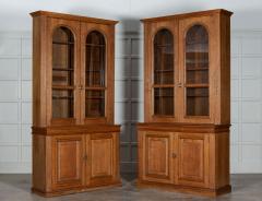 Near Pair Arched Oak Glazed Apothecary Cabinets - 2918310