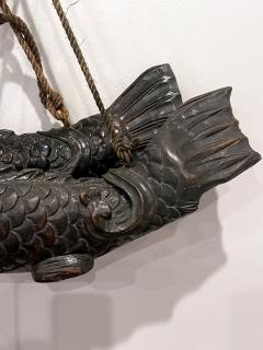 Near Pair of Japanese Jizai Kagi Wood Koi Folk Art Sculptures - 2818866