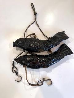 Near Pair of Japanese Jizai Kagi Wood Koi Folk Art Sculptures - 2818868