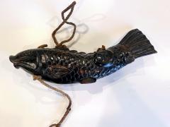 Near Pair of Japanese Jizai Kagi Wood Koi Folk Art Sculptures - 2818873