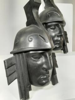 Neck brace head sculpture in art deco bronze - 3097254
