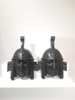 Neck brace head sculpture in art deco bronze - 3097256