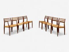 Neils O M ller Danish Papercord Teak Dining Chairs Denmark 1950s - 4346518