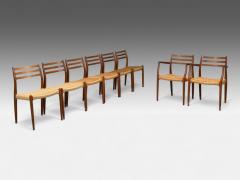 Neils O M ller Danish Papercord Teak Dining Chairs Denmark 1950s - 4346519