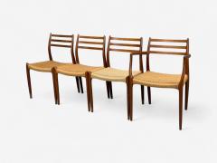 Neils O M ller Danish Papercord Teak Dining Chairs Denmark 1950s - 4346520