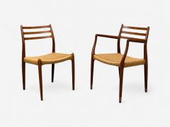 Neils O M ller Danish Papercord Teak Dining Chairs Denmark 1950s - 4346523