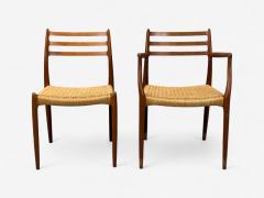 Neils O M ller Danish Papercord Teak Dining Chairs Denmark 1950s - 4346524