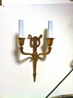 Neo Classic Pair of 40s French Gold Bronze Sconces - 423162