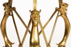 Neo Pompeian Brass and Marble Gueridon Table with Leopard Masks - 4501220