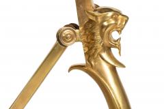 Neo Pompeian Brass and Marble Gueridon Table with Leopard Masks - 4501222