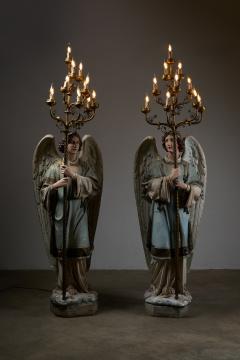 Neoclassical Angel Floor Lamps with Gothic Revival Chandeliers 19th Century - 4496774