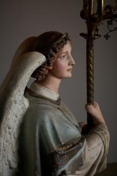 Neoclassical Angel Floor Lamps with Gothic Revival Chandeliers 19th Century - 4496779