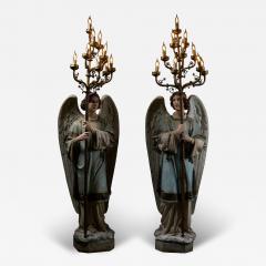 Neoclassical Angel Floor Lamps with Gothic Revival Chandeliers 19th Century - 4497248