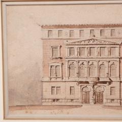 Neoclassical Architectural Drawing with Watercolor probably circa 1800 - 4001136