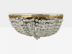 Neoclassical Basket Flush Mount Ceiling Light Bronze Crystal France 20th c  - 4686127