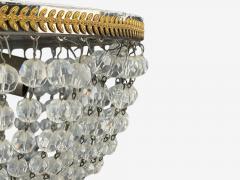 Neoclassical Basket Flush Mount Ceiling Light Bronze Crystal France 20th c  - 4686130