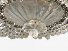 Neoclassical Basket Flush Mount Ceiling Light Bronze Crystal France 20th c  - 4686131
