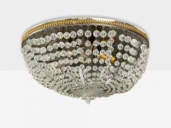 Neoclassical Basket Flush Mount Ceiling Light Bronze Crystal France 20th c  - 4686133