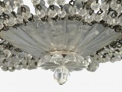 Neoclassical Basket Flush Mount Ceiling Light Bronze Crystal France 20th c  - 4686136