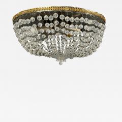 Neoclassical Basket Flush Mount Ceiling Light Bronze Crystal France 20th c  - 4688769