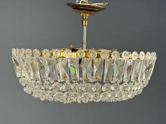 Neoclassical Basket Pendant Light Bronze Crystal France 20th c  - 4470314