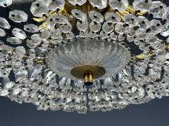 Neoclassical Basket Pendant Light Bronze Crystal France 20th c  - 4470323