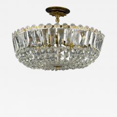 Neoclassical Basket Pendant Light Bronze Crystal France 20th c  - 4475395