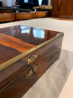 Neoclassical Biedermeier Box Rosewood Veneer Brass Inlays England circa 1830 - 4107025