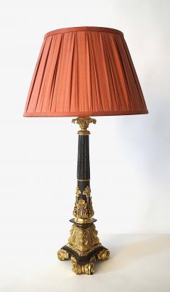 Neoclassical Black and Ormolu Bronze Sinumbra Base Table Lamp circa 1835 - 4155417