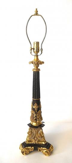 Neoclassical Black and Ormolu Bronze Sinumbra Base Table Lamp circa 1835 - 4155419