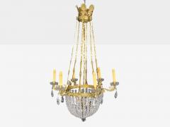 Neoclassical Bronze Crystal Nine Light Chandelier France 19th c  - 4445378