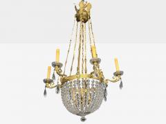 Neoclassical Bronze Crystal Nine Light Chandelier France 19th c  - 4445379