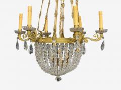 Neoclassical Bronze Crystal Nine Light Chandelier France 19th c  - 4445381