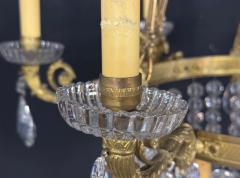 Neoclassical Bronze Crystal Nine Light Chandelier France 19th c  - 4445388