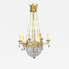 Neoclassical Bronze Crystal Nine Light Chandelier France 19th c  - 4445430