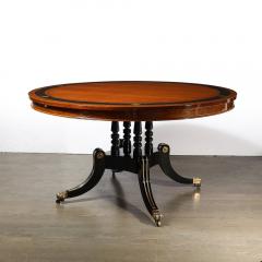 Neoclassical Center Table in Macassar W Brass Heraldic Inlays Black Lacquer - 4265999