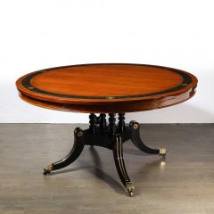 Neoclassical Center Table in Macassar W Brass Heraldic Inlays Black Lacquer - 4266004