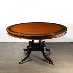 Neoclassical Center Table in Macassar W Brass Heraldic Inlays Black Lacquer - 4266012