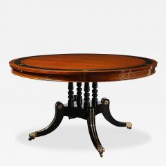 Neoclassical Center Table in Macassar W Brass Heraldic Inlays Black Lacquer - 4267190