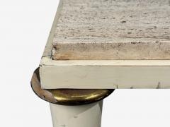 Neoclassical Coffee Table Travertine Wood Bronze USA 1960s - 4531582
