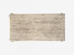 Neoclassical Coffee Table Travertine Wood Bronze USA 1960s - 4531584