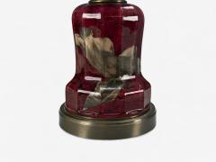 Neoclassical Cranberry Glass Decoupage Cherub Table Lamps USA 1930s - 4376159