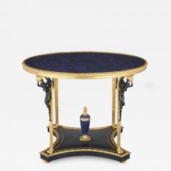 Neoclassical Empire style ormolu lapis lazuli table w patinated bronze mounts - 1907958