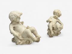 Neoclassical Faux Marble Seated Angel Busts on Sleighs Italy 1960s - 4350037