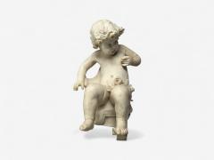 Neoclassical Faux Marble Seated Angel Busts on Sleighs Italy 1960s - 4350041